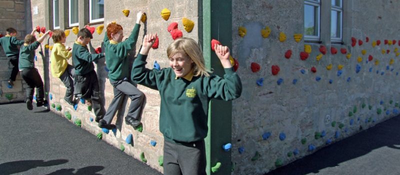 Children using a Traversing Wall