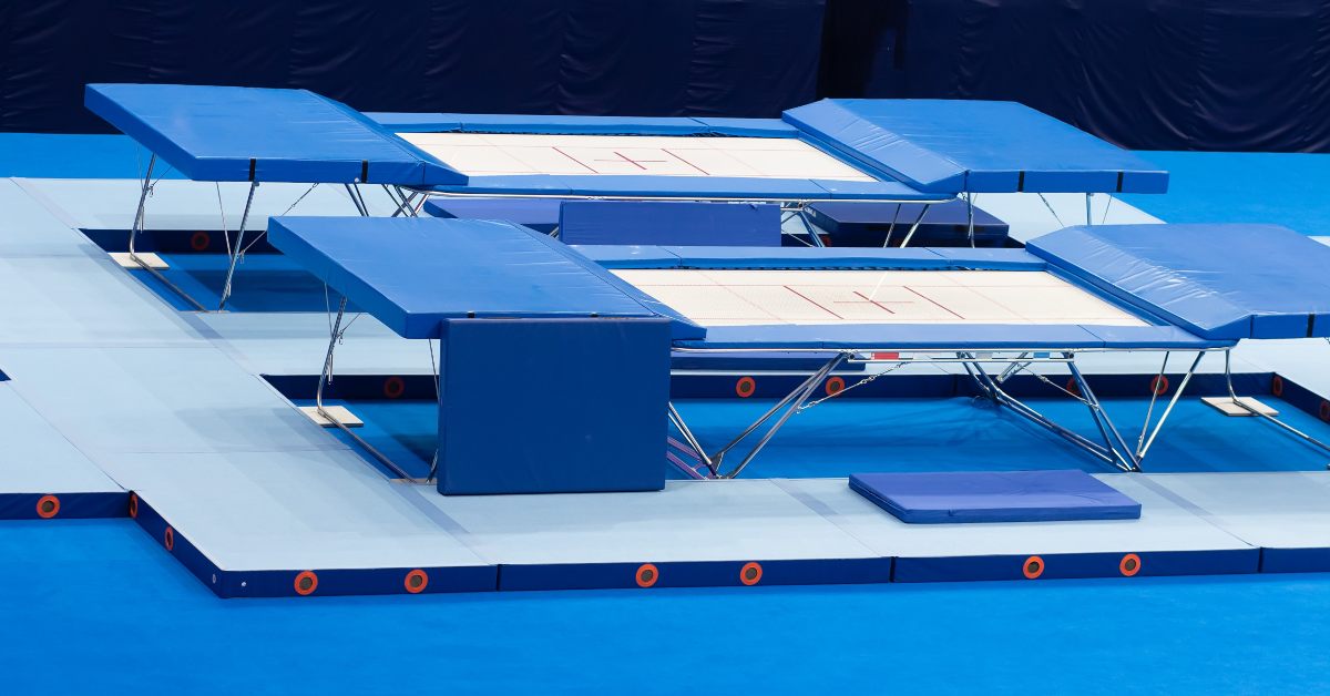 How to safely assemble and position a school or gymnastics club trampoline