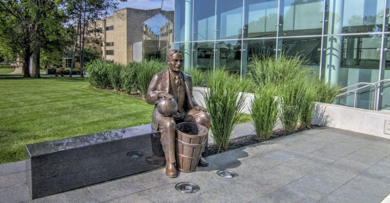 STATUE OF JAMES NAISMITH - THE ORIGINATOR OF BASKETBALL.