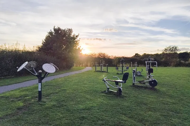 Outdoor Fitness Equipment at sunset