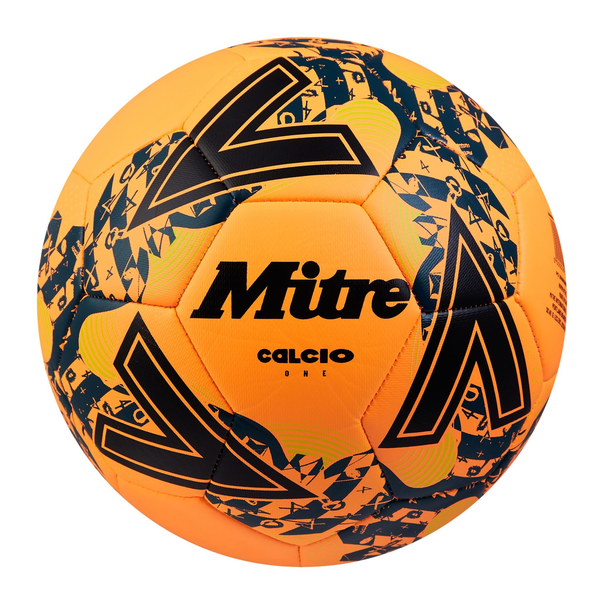 Mitre Calcio Football - Size 3 - Orange/Black/Teal