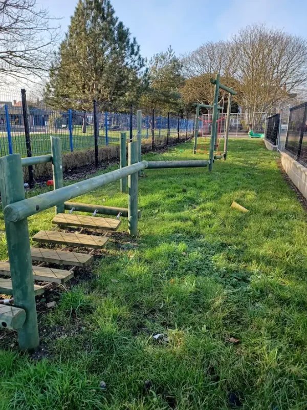 Grass surrounding trim trail