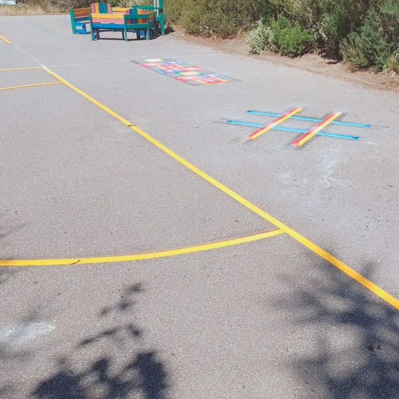 Line markings on a playground