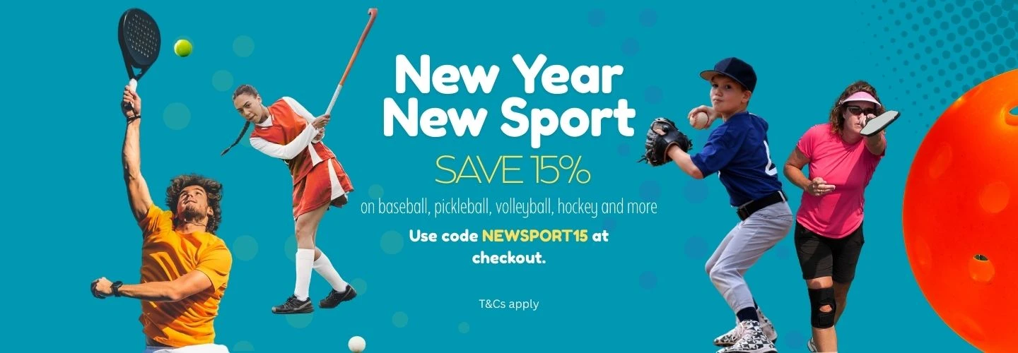 New Year New Sport sales banner. 15% off new sport