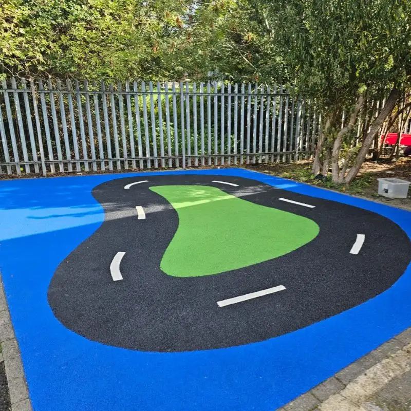 After re-vamp of wetpour surface with road markings on