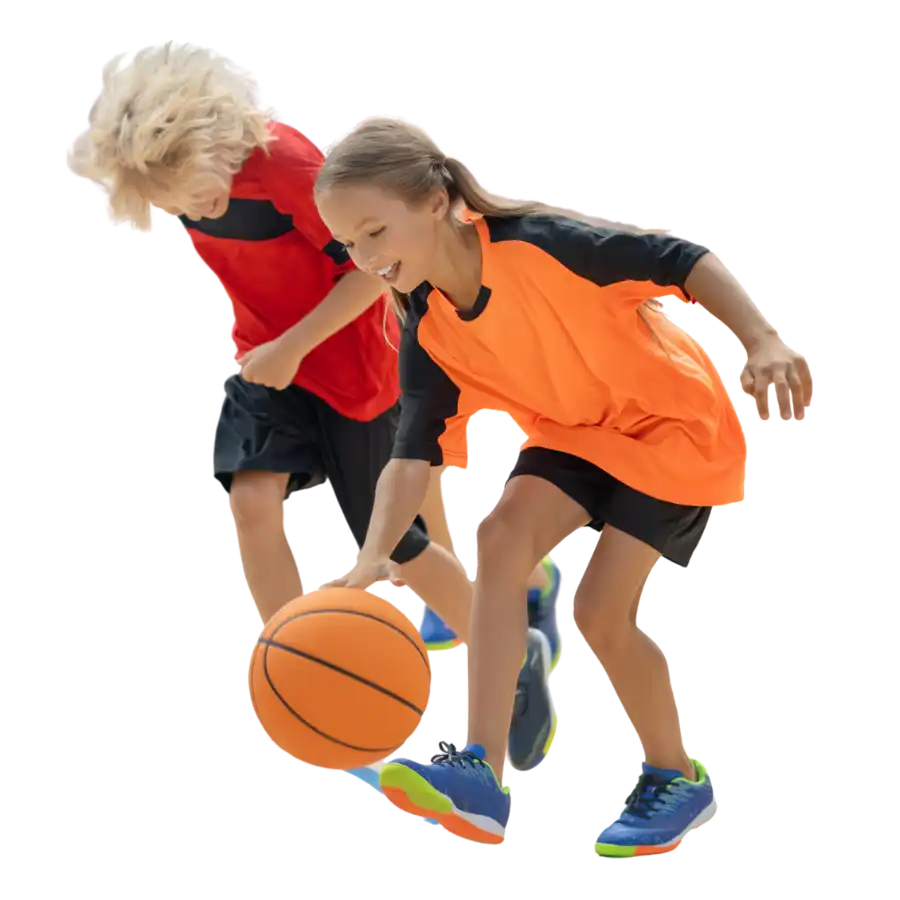 children playing basketball