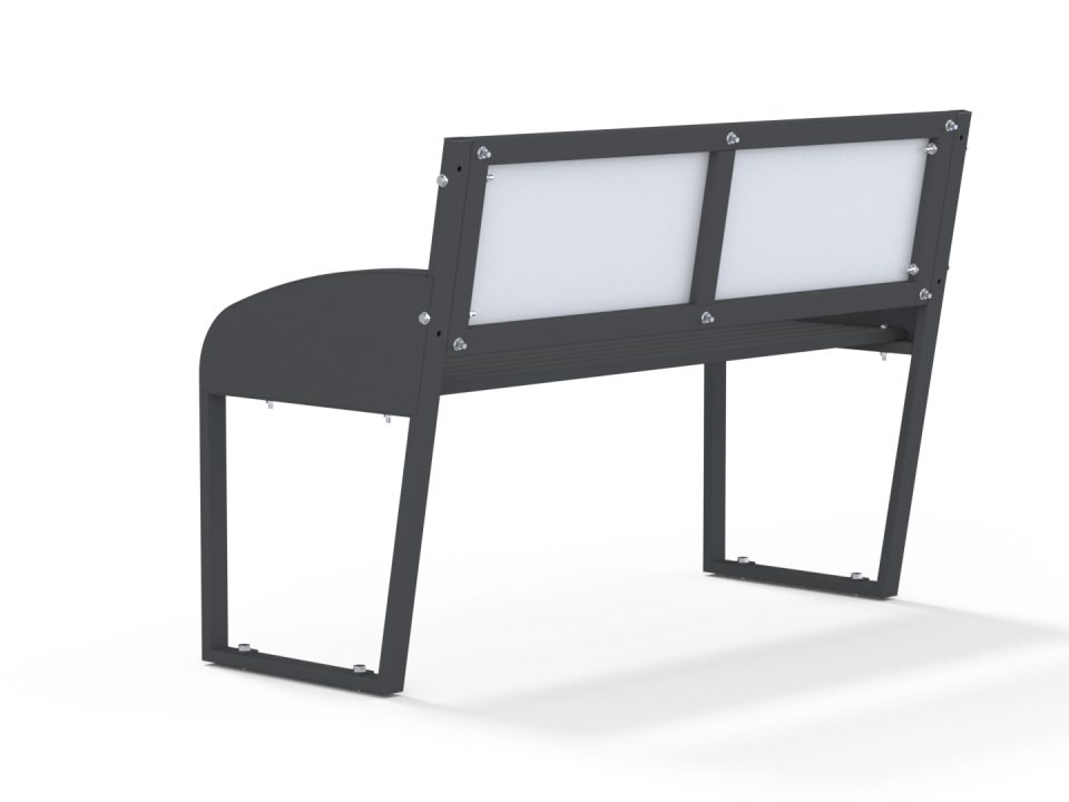 2-seat bench with steel frame and backrest - Image 3