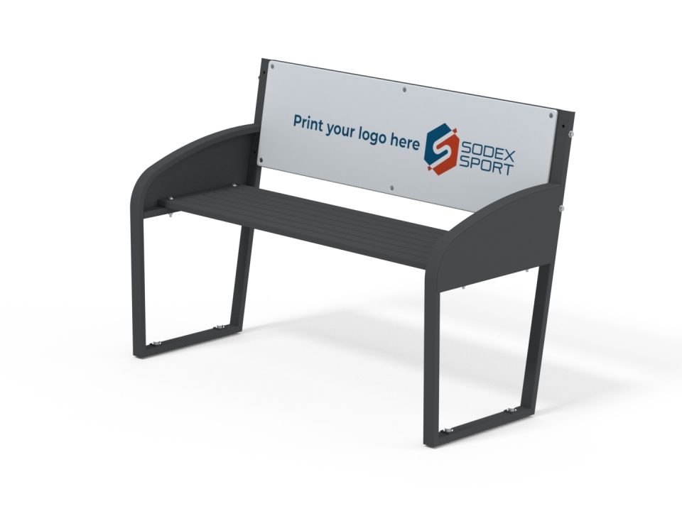 2-seat bench with steel frame and backrest - Image 4