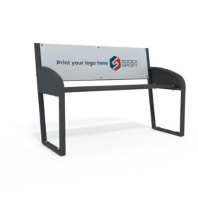 2-seat bench with steel frame and backrest