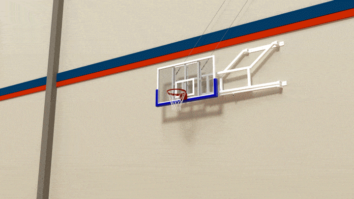 Wall folding basketball backstop 5x5 | Certified Lvl 2 by FIBA - Image 2