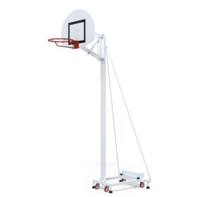 Mobile school basketball goal, adjustable hoop height, 38kg counterweight
