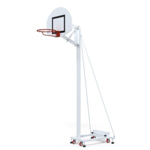 Mobile school basketball goal, adjustable hoop height, 38kg counterweight