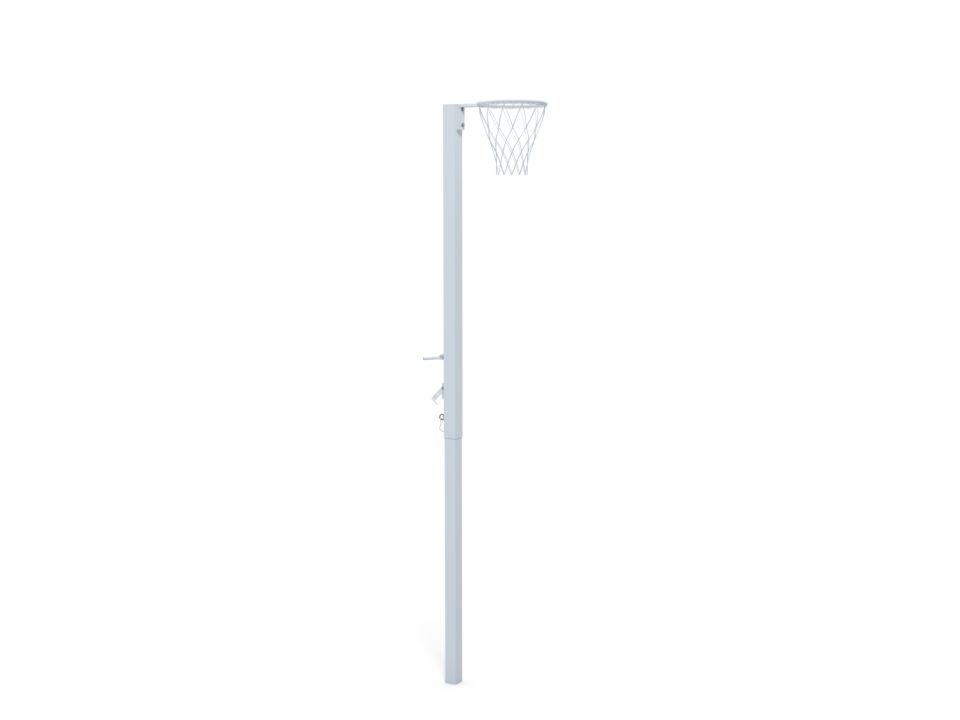 School socketed netball post, adjustable ring heights
