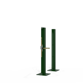 Galvanised steel tennis posts with external winch, square baseplate design