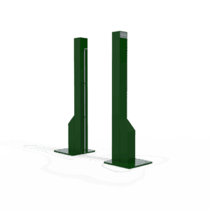 Pickleball posts on base-plate, 80x80mm galvanised steel