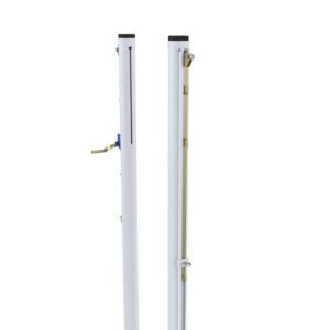 Galvanised steel socketed volleyball posts. Adjustable height from 2m-2.45m. Class A