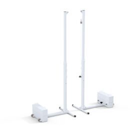 Galvanised Steel Mobile Volleyball Posts. With Empty Counterweight.