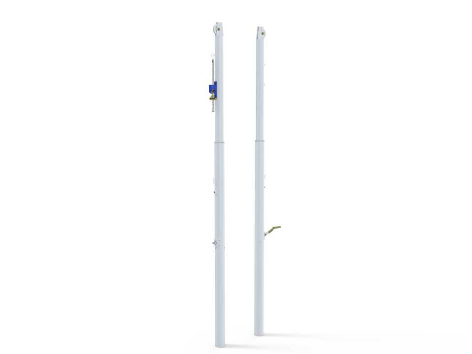 Galvanised Steel Socketed Volleyball Posts. Adjustable Height from 2.1m-2.45m - Class A