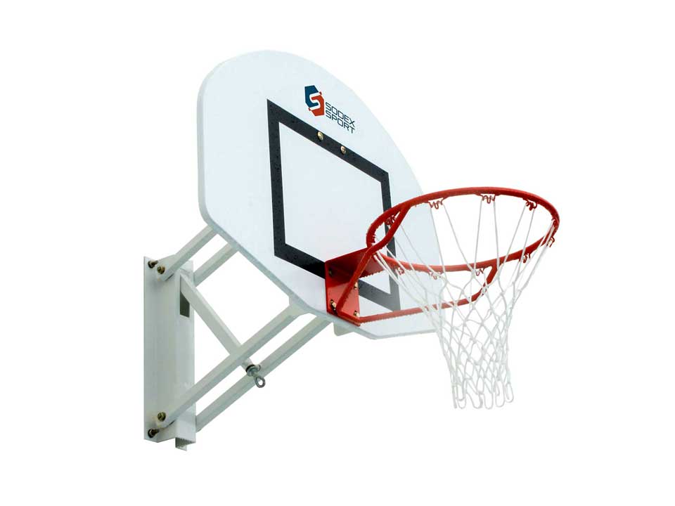 Wall-mounted basketball goal, adjustable height from 2.60m to 3.05m
