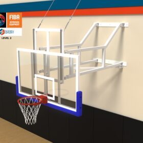Wall folding basketball backstop 5x5 | Certified Lvl 2 by FIBA
