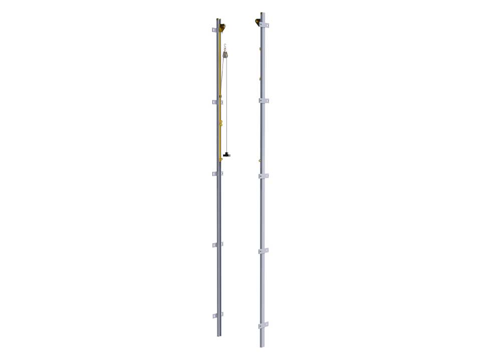 Galvanised steel wall mounted volleyball net supports. Manual tension system. Class C - Image 2