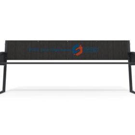 4-seat bench with steel frame and backrest