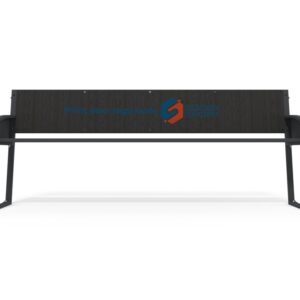 4-seat bench with steel frame and backrest