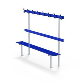 Bench with backrest, peg rail. Double ground fixations