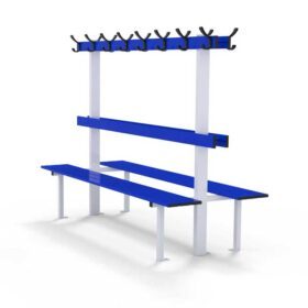 Changing room bench with backrest & peg rail