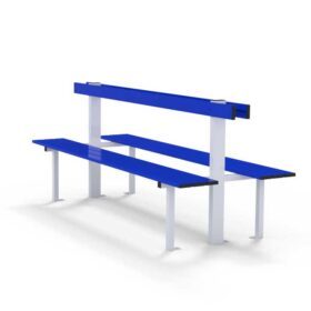 Changing room central bench with backrest