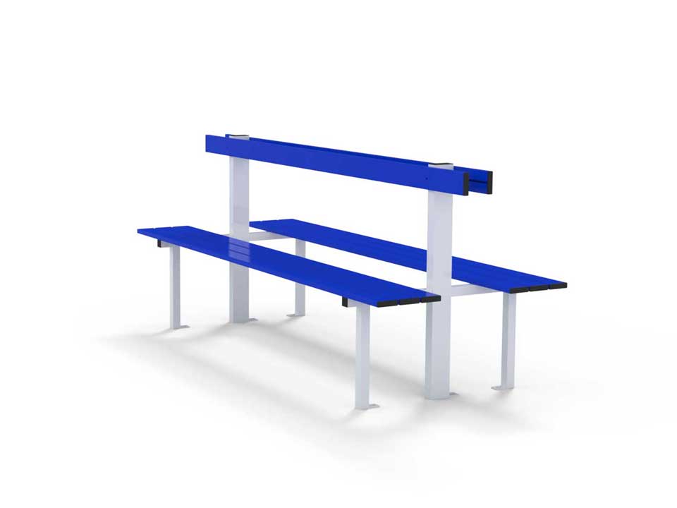 Changing room central bench with backrest
