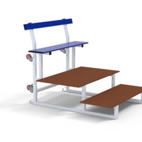 Mobile standard bleachers 3 rows stairs block